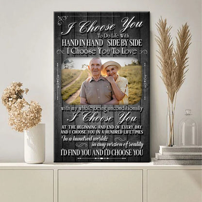 "I Choose You" Personalized Couple Photo Canvas / Poster - Custom Anniversary Wall Art Gift for Husband or Wife