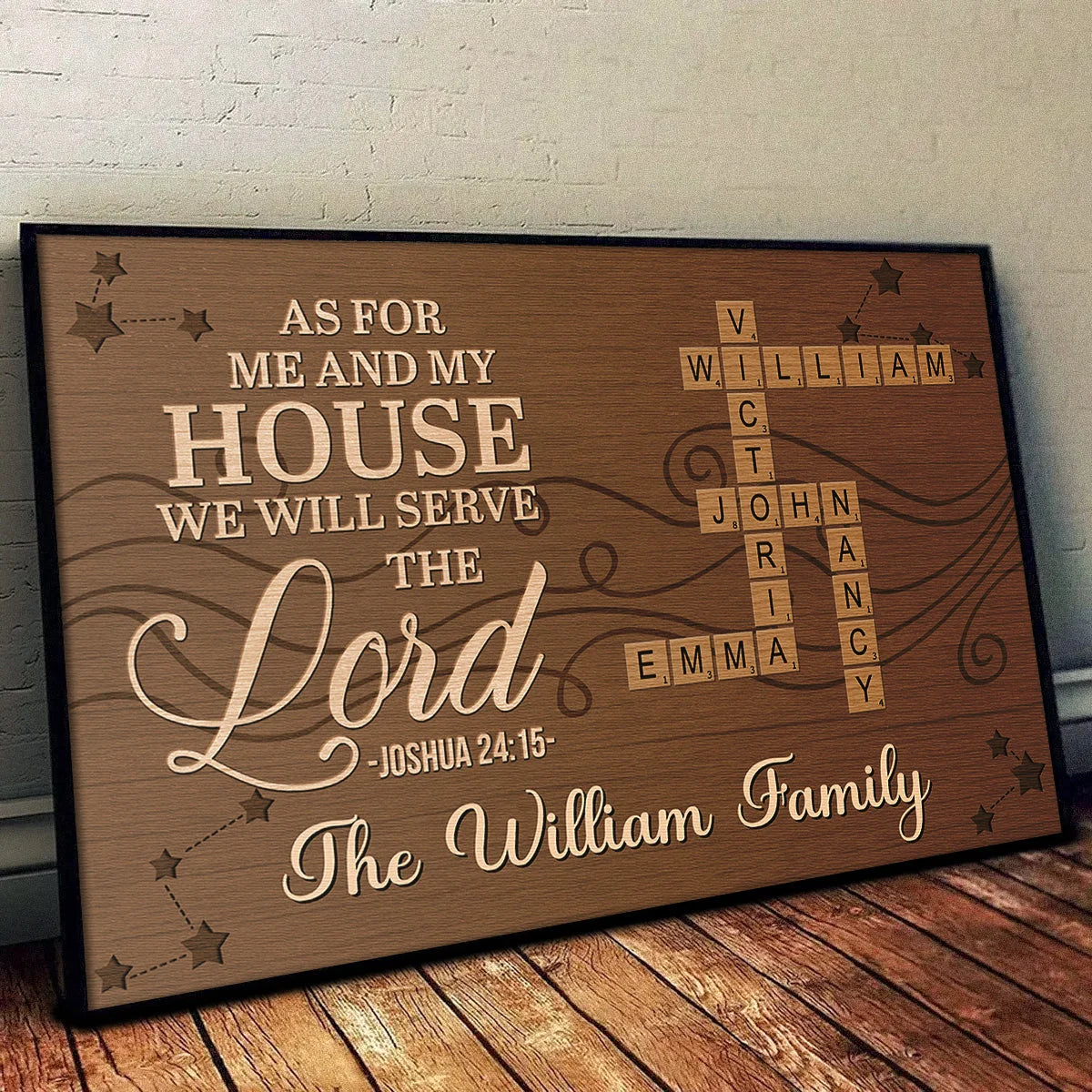 As For Me And My House We Will Serve The Lord - Personalized Crossword Canvas / Poster Housewarming Gift for Family