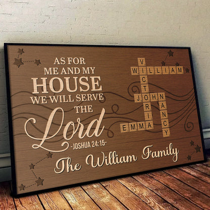 As For Me And My House We Will Serve The Lord - Personalized Crossword Canvas / Poster Housewarming Gift for Family