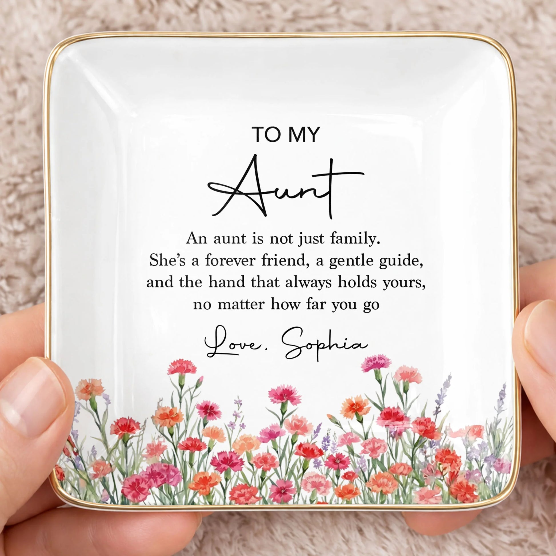 Personalized Aunt Jewelry Dish personalization view for Aunt / Uncle