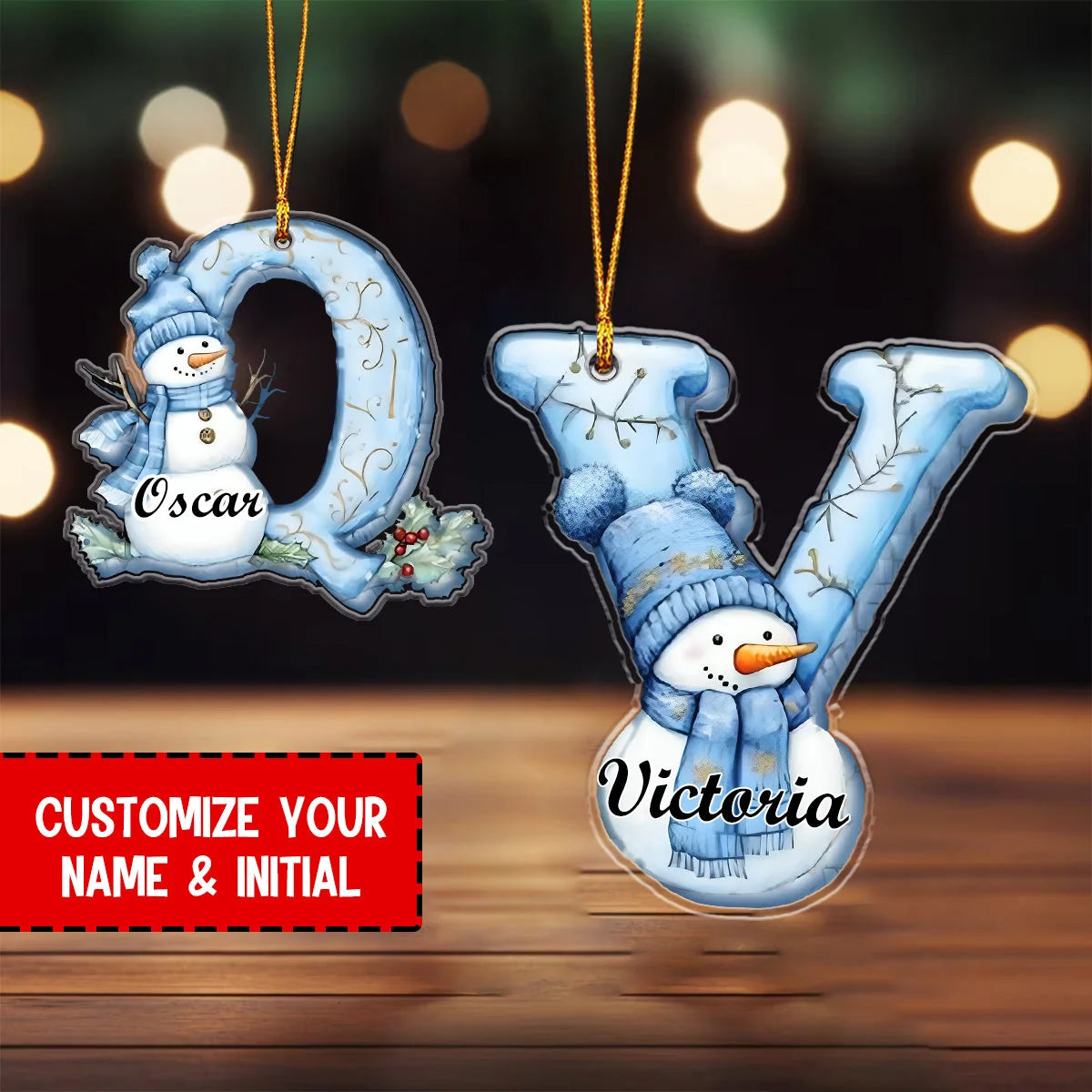 Personalized Alphabet Snowman Christmas Acrylic Ornament - Custom Name Letter Keepsake Gift
