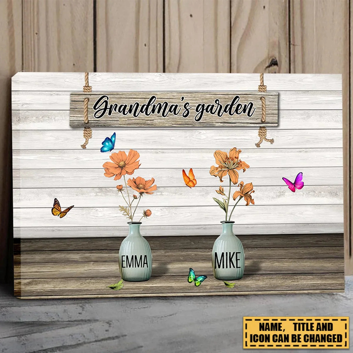 Grandma's Garden Personalized Birth Month Flower Canvas / Poster - Custom Wall Art Gift for Grandma & Mom