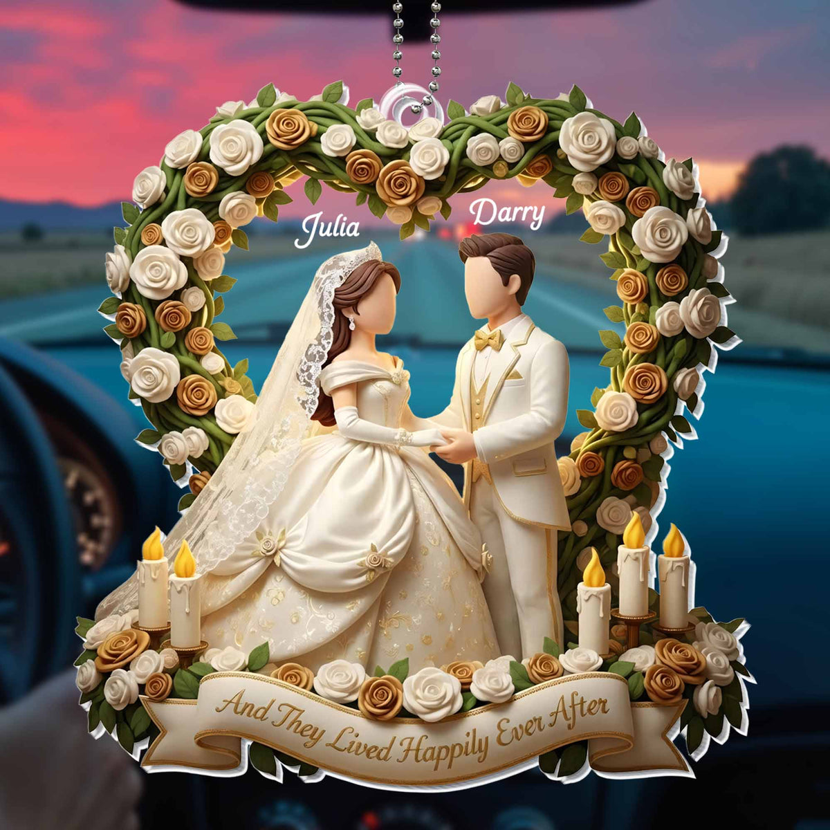 And They Lived Happily Ever After Bridal Couple and Roses