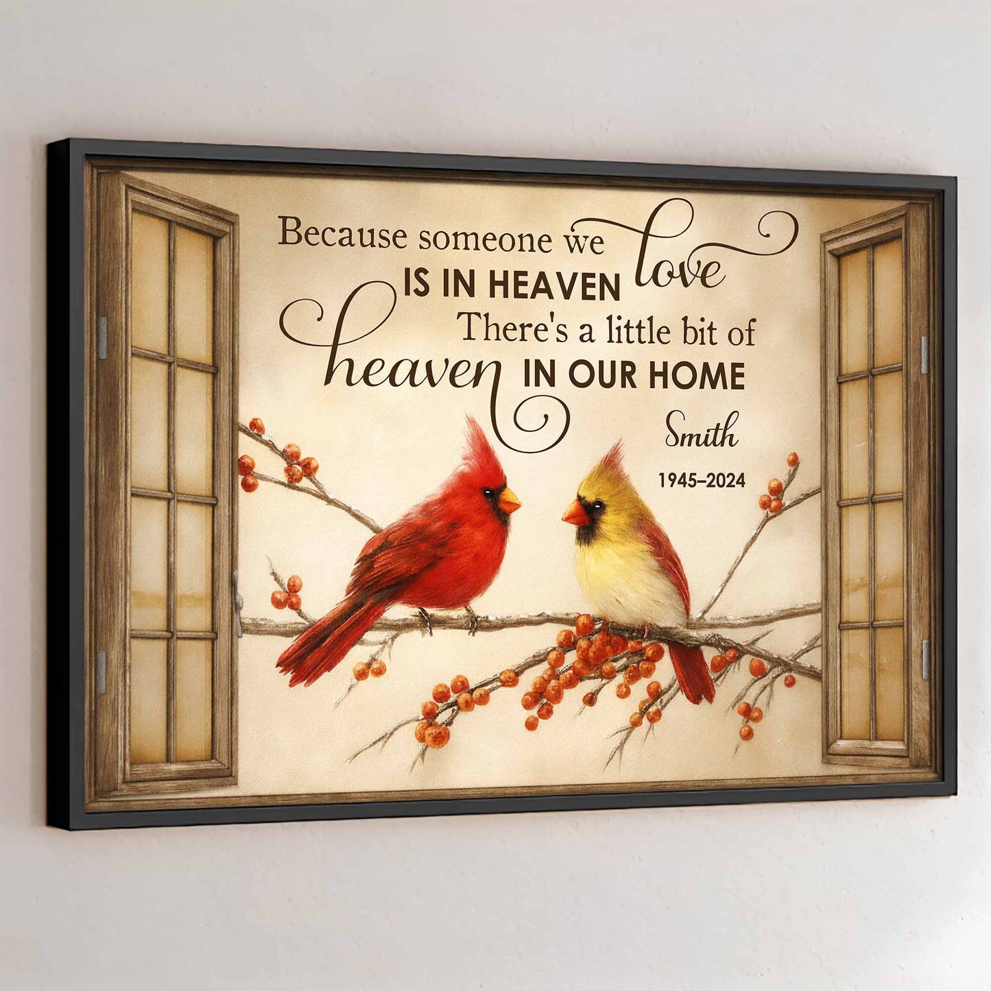 "Because Someone We Love Is In Heaven" Personalized Memorial Poster / Canvas - Custom In Loving Memory Wall Art Gift for Family