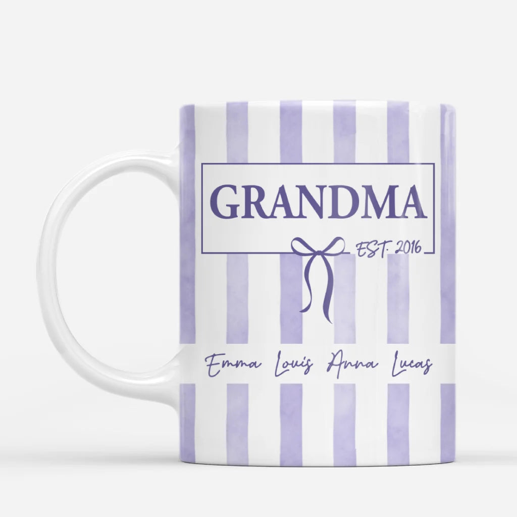 Custom Est Year Striped Coffee Mug - Personalized Gift for Mom & Dad
