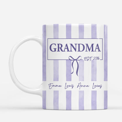 Custom Est Year Striped Coffee Mug - Personalized Gift for Mom & Dad