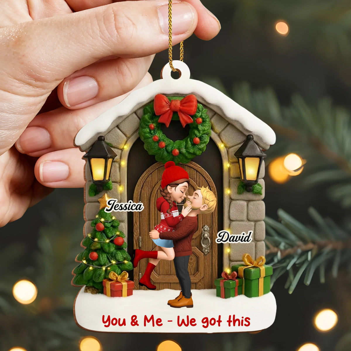 You & Me We Got This Personalized Couple Wooden Ornament - Custom Holiday Keepsake Gift