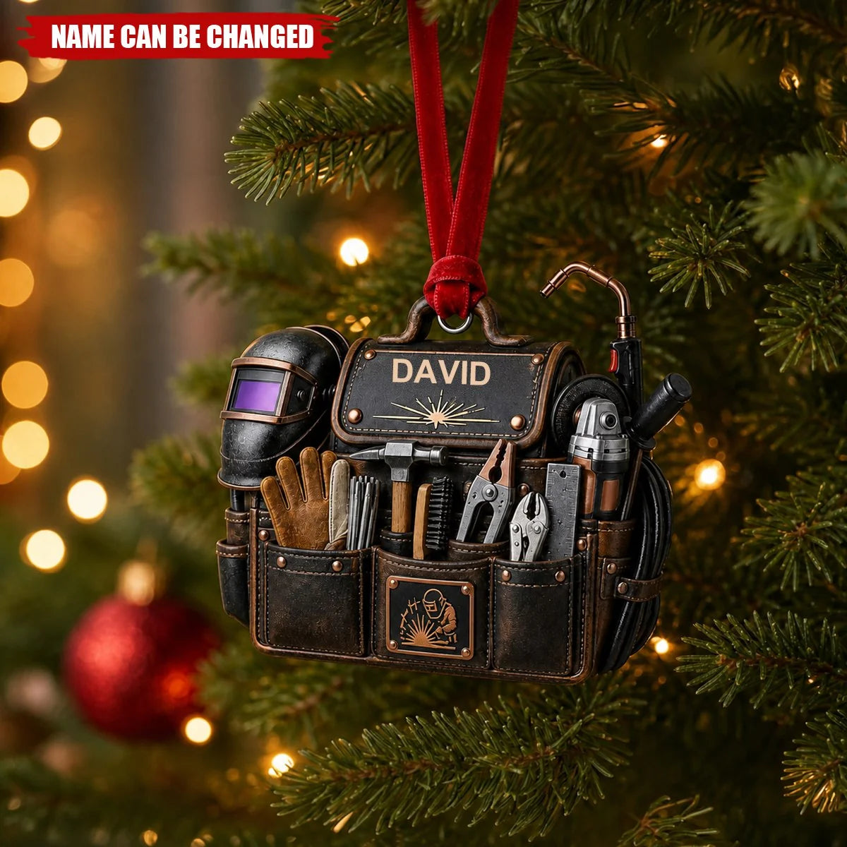 Personalized Welder Christmas Ornament - Custom Welding Tool Bag Acrylic Keepsake Gift