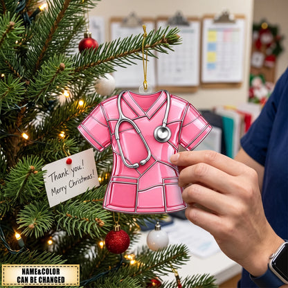 Personalized Nurse Ornament - Custom Scrub Keepsake for Healthcare Worker Appreciation Christmas Gift