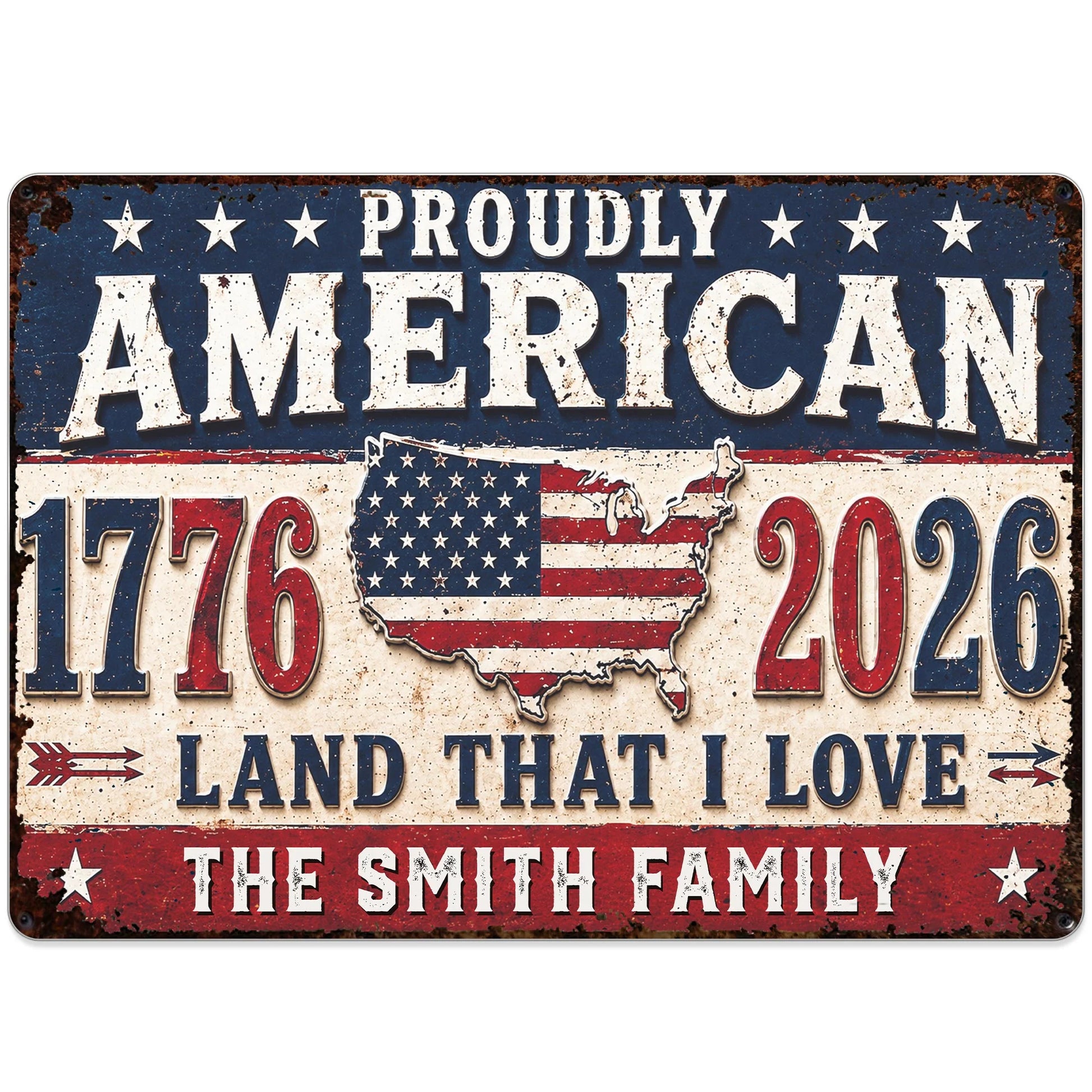Custom Patriotic Family Metal Sign for Family with personalized design details for meaningful gifting image 10