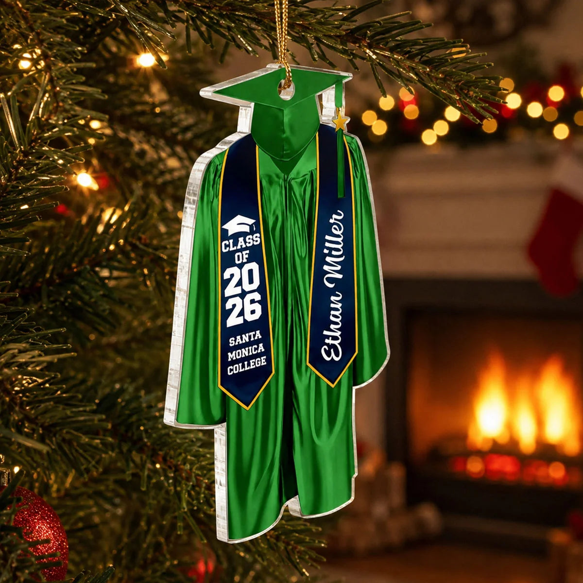 Class of 2026 Personalized Graduation Ornament - Custom Cap and Gown Keepsake for Graduate