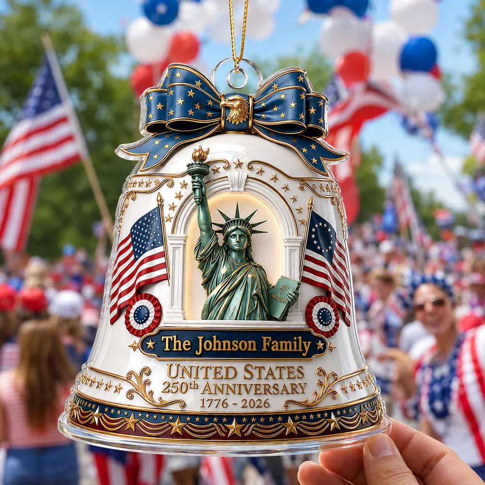 United States 250th Anniversary Personalized Acrylic Ornament - Custom Family Patriotic Christmas Decor