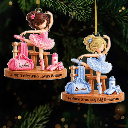Just A Girl Who Loves Ballet Personalized Acrylic Ornament - Custom Ballet Christmas Gift for Girls