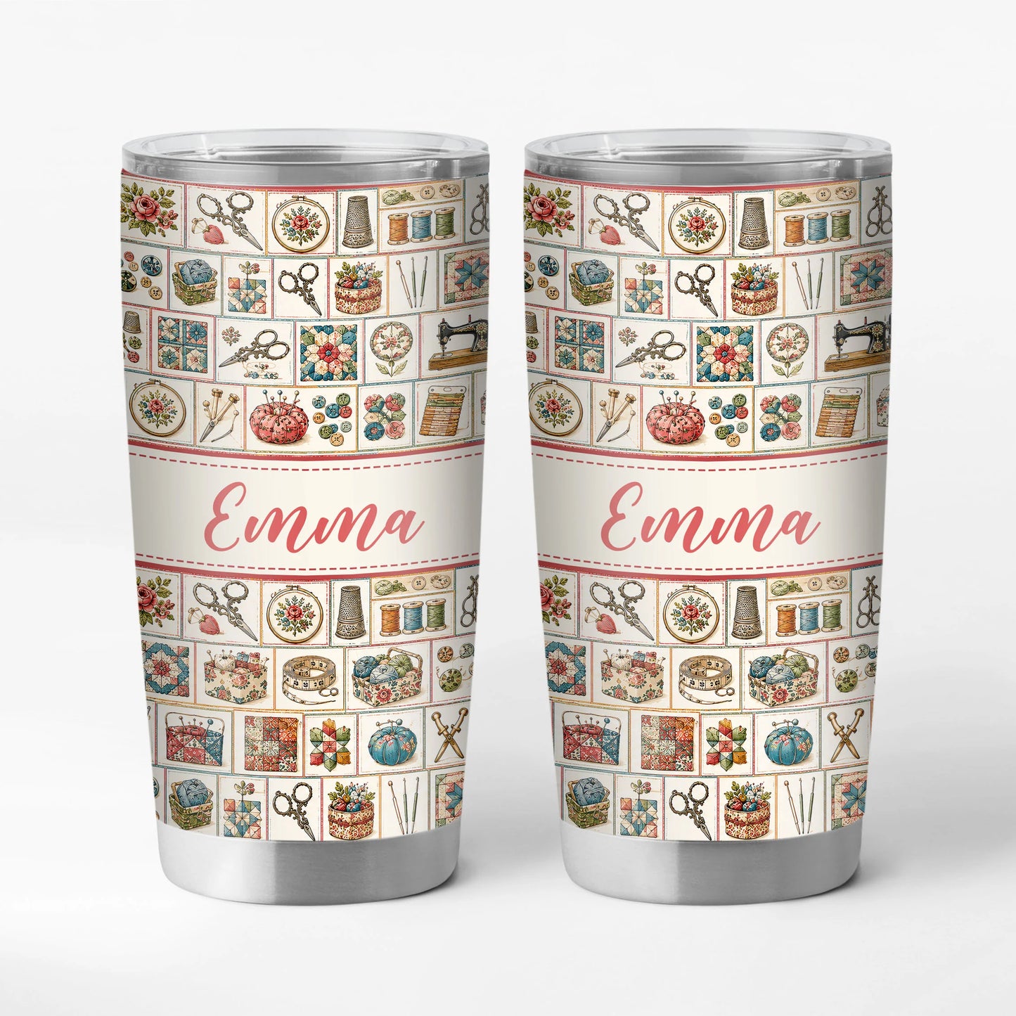 Personalized Sewing & Crochet Tumbler - Custom Name Gift for Quilters and Crafters