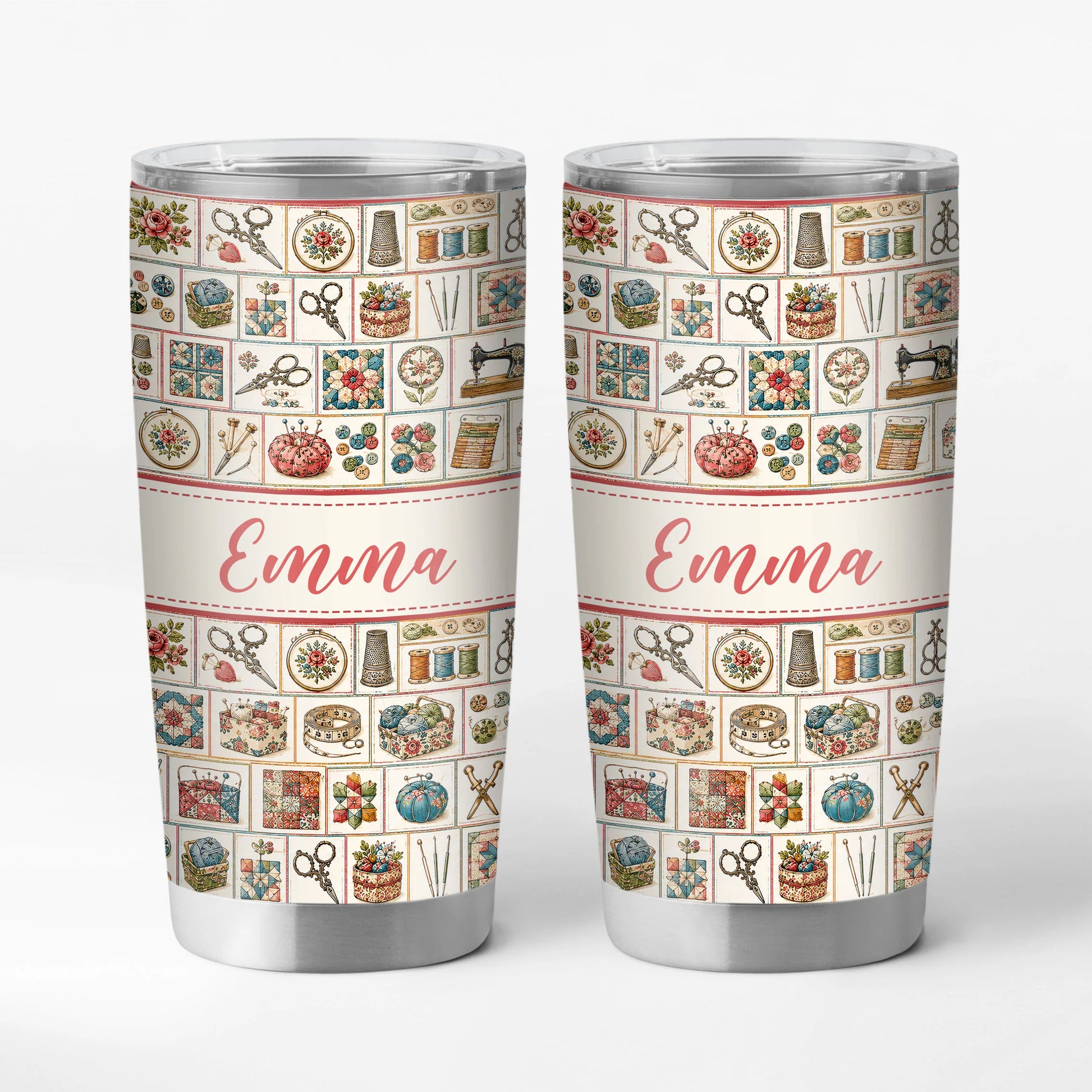 Personalized Sewing & Crochet Tumbler - Custom Name Gift for Quilters and Crafters