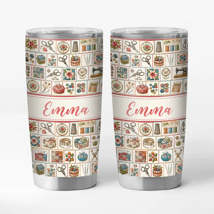 Personalized Sewing & Crochet Tumbler - Custom Name Gift for Quilters and Crafters