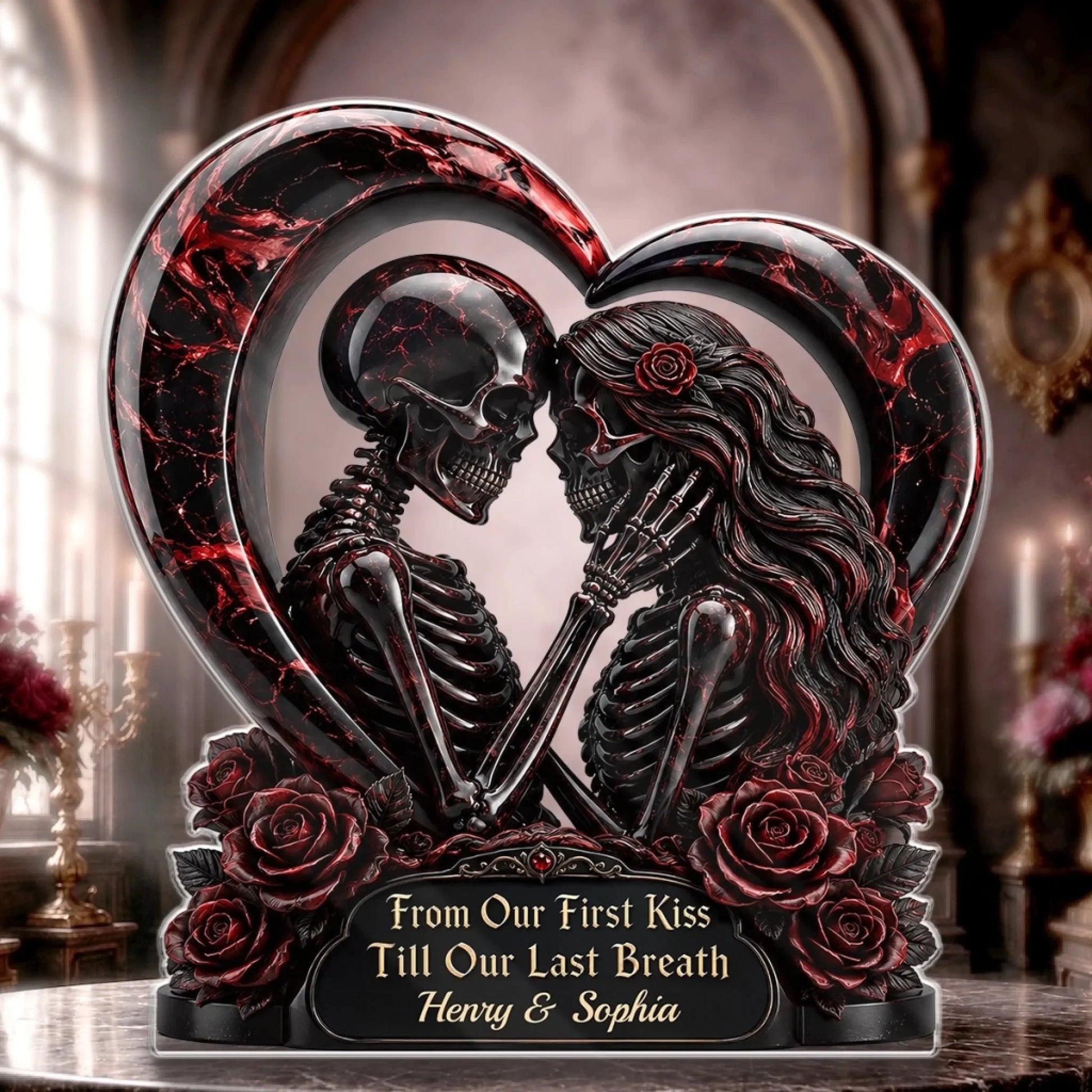 Till Our Last Breath Personalized Skeleton Acrylic Plaque - Gothic Couple Anniversary & Wedding Gift