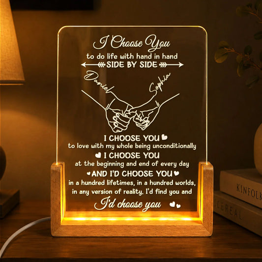 I Choose You Personalized LED Acrylic Plaque - Custom Couple Gift for Wife & Husband