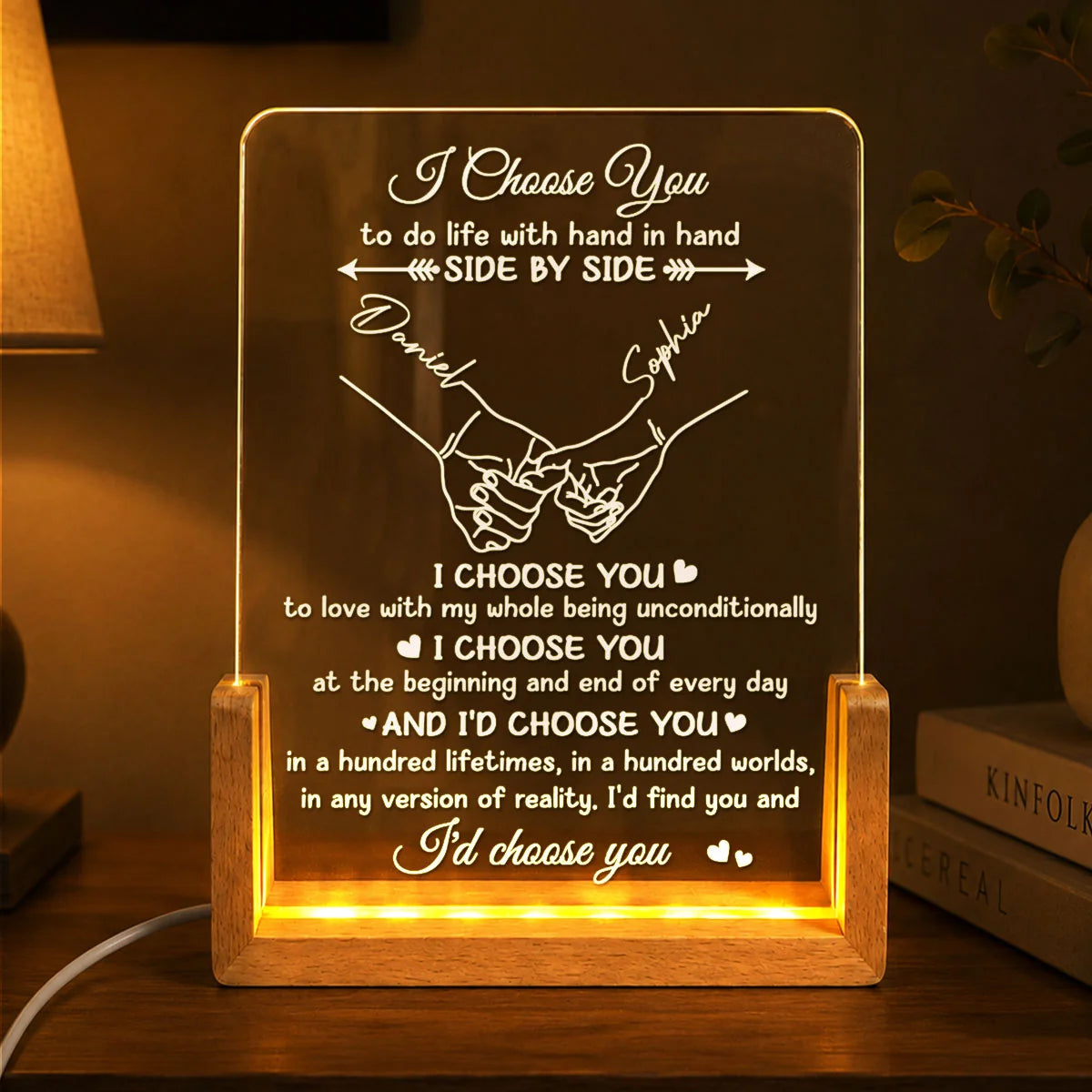 I Choose You Personalized LED Acrylic Plaque - Custom Couple Gift for Wife & Husband