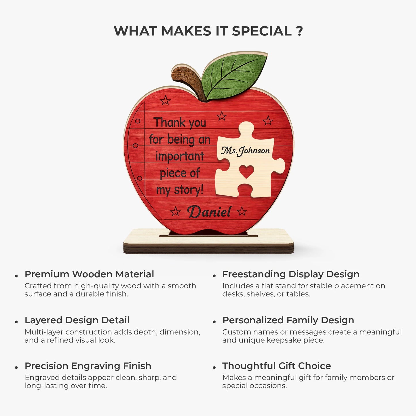 Custom Teacher Appreciation Plaque for Teacher with personalized design details for meaningful gifting image 6
