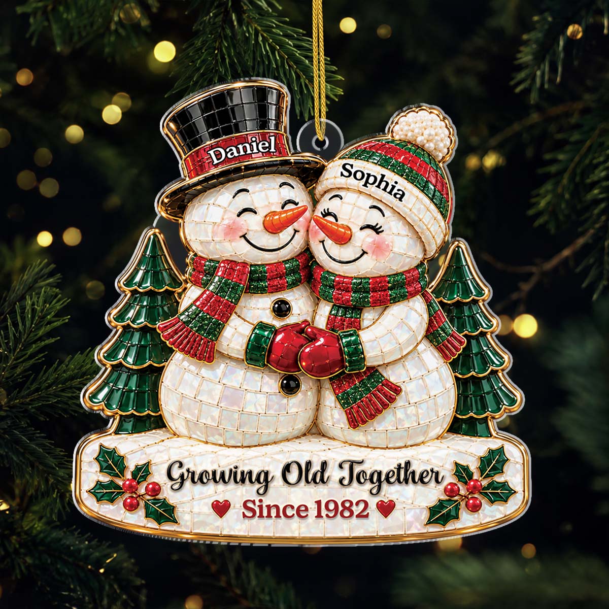 Growing Old Together Personalized Acrylic Ornament - Custom Christmas Keepsake Gift for Couples