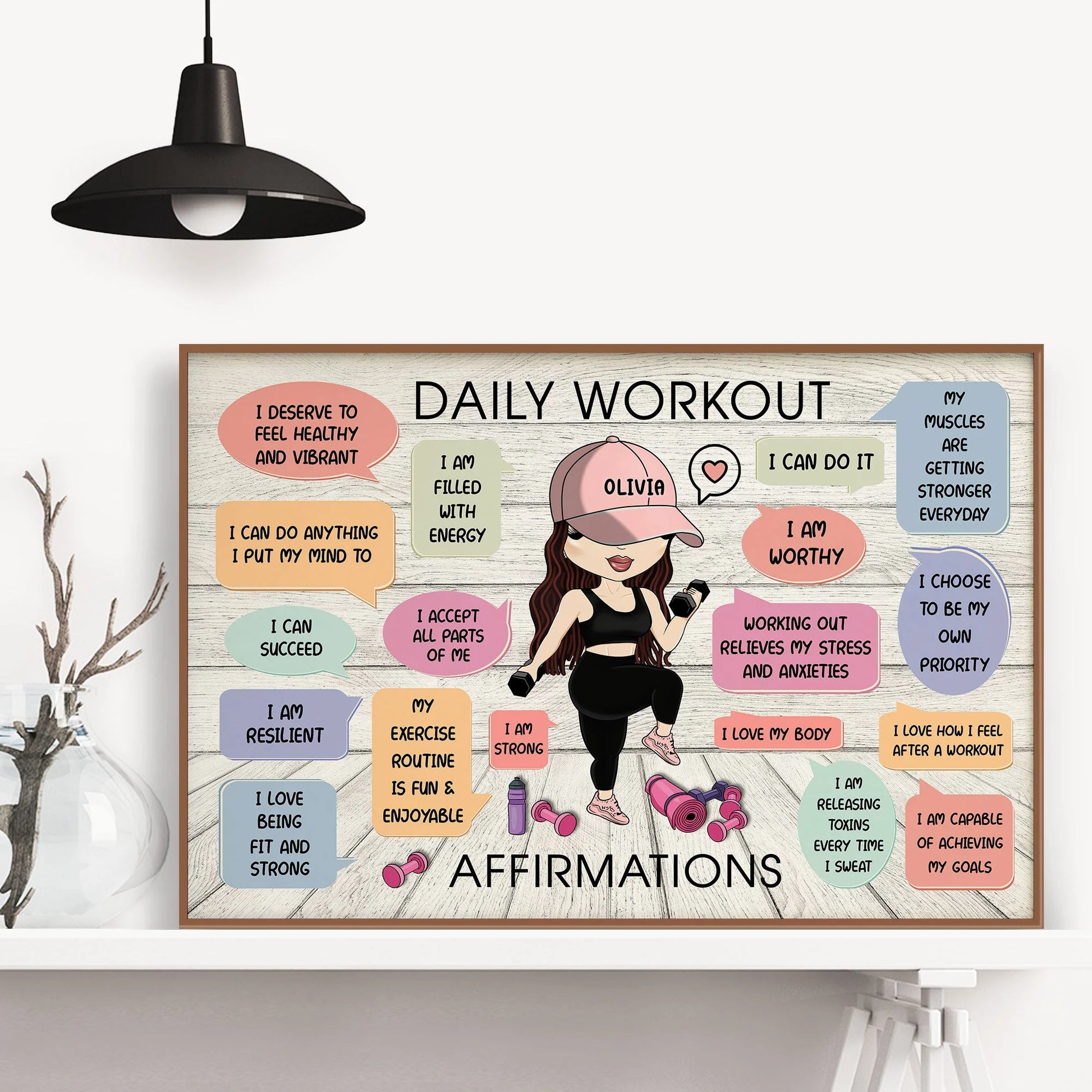 Daily Workout Affirmations Personalized Canvas / Poster - Custom Fitness Motivation Wall Art for Gym Lovers