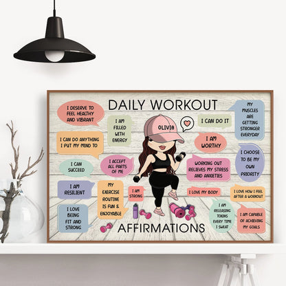 Daily Workout Affirmations Personalized Canvas / Poster - Custom Fitness Motivation Wall Art for Gym Lovers
