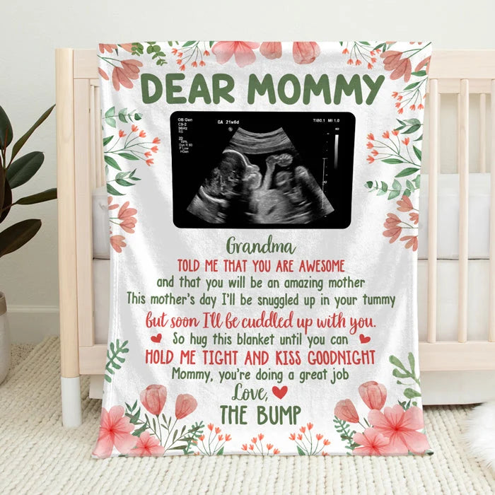 "Soon I'll Be Cuddled Up With You" Personalized Baby Blanket - Keepsake for Expecting Moms