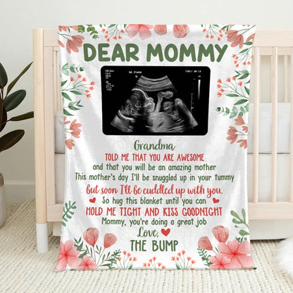 "Soon I'll Be Cuddled Up With You" Personalized Baby Blanket - Keepsake for Expecting Moms