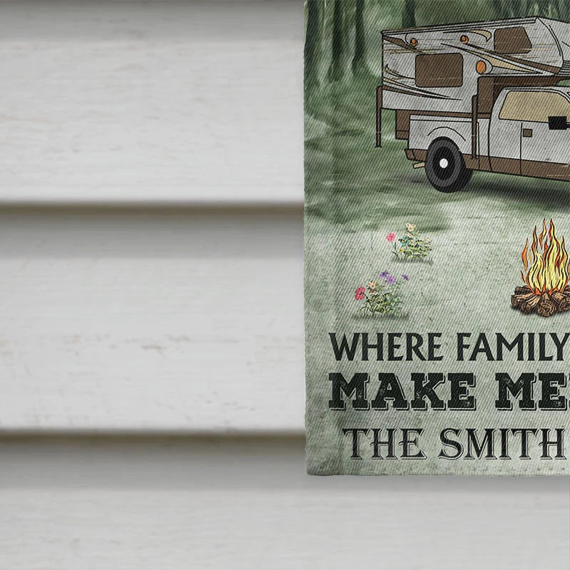 Welcome To Our Campsite Personalized Camping Flag - Custom RV Outdoor Decor for Family Campsite
