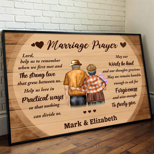Marriage Prayer Elderly Couple Personalized Canvas / Poster - Anniversary Wall Art Gift for Wife & Husband