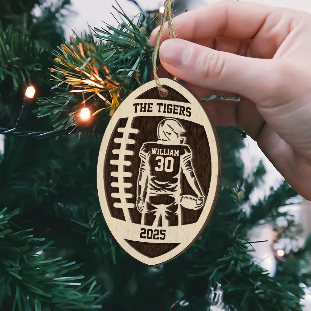Personalized Sports Player Ornament for Son/Grandson with personalized design details for meaningful gifting image 7