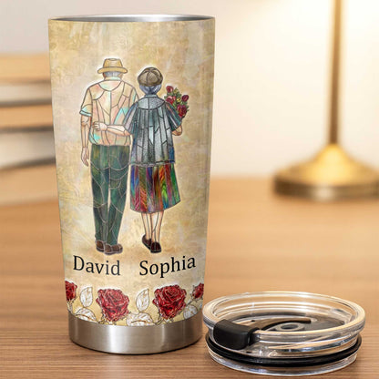 Tumbler material and size view - Personalized Couple Tumbler