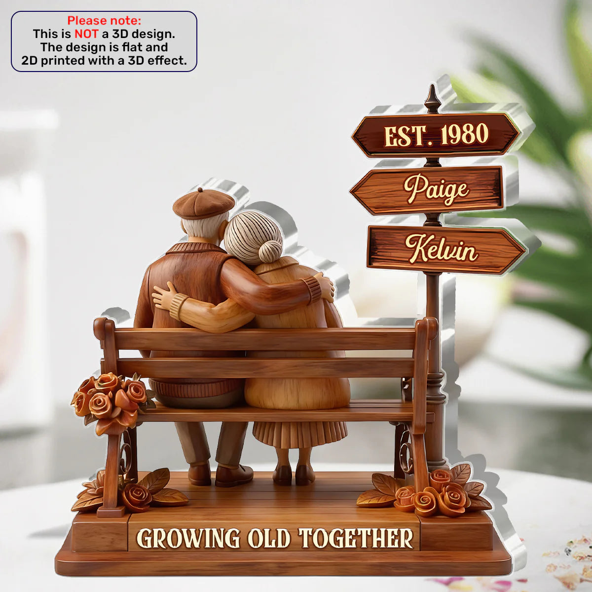Personalized Growing Old Together Acrylic Plaque for Wife with personalized design details for meaningful gifting