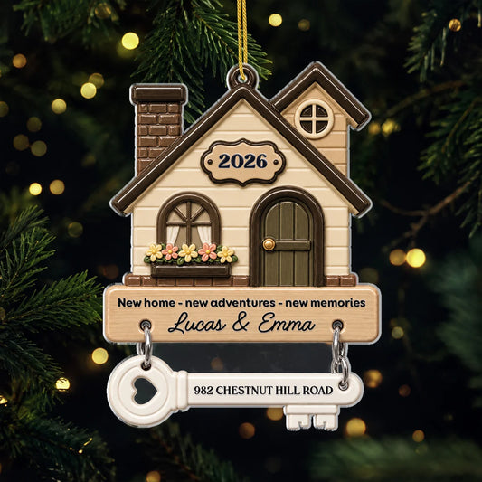 New Home New Adventures New Memories - Personalized Acrylic First Home Christmas Ornament Gift