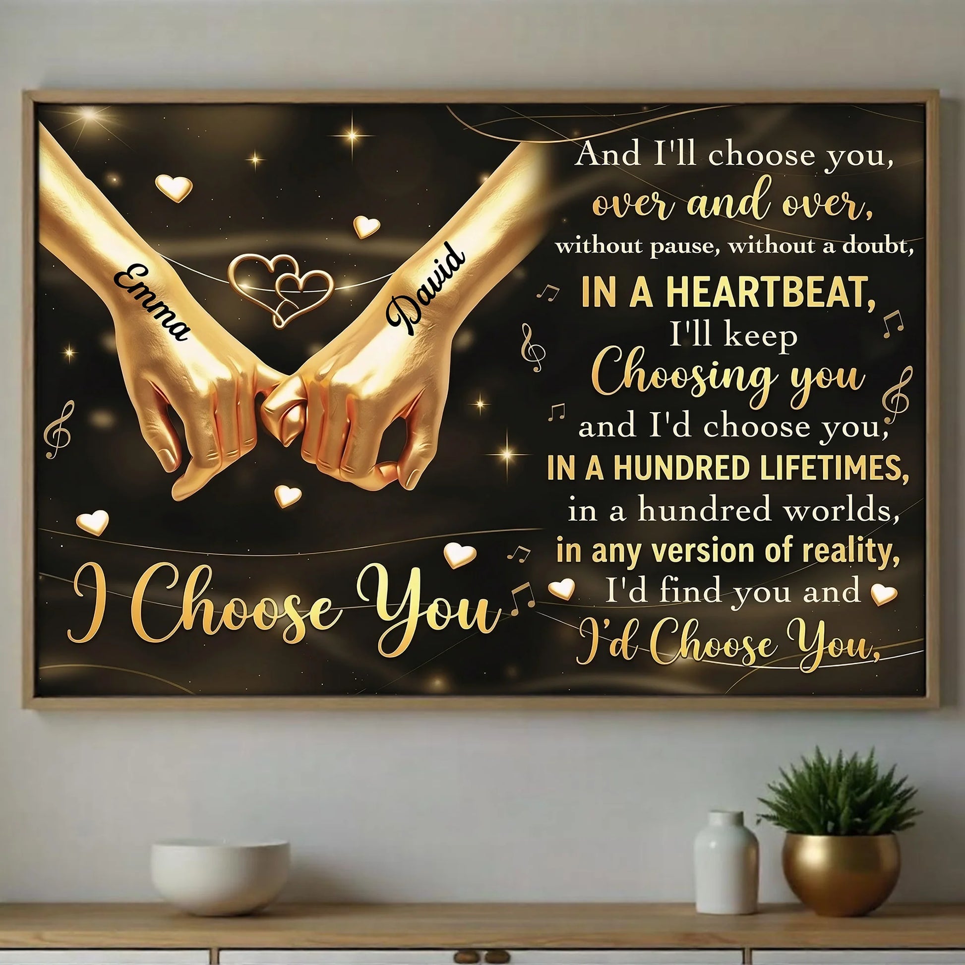 Custom Couple Anniversary Wall Art for Wife with personalized design details for meaningful gifting