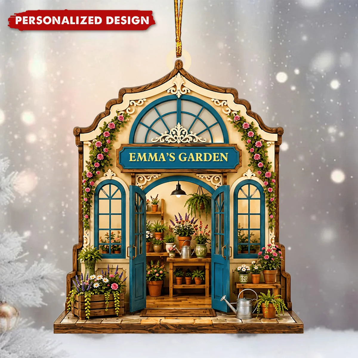 Personalized Greenhouse Wooden Ornament - Custom Garden Plant Lovers Keepsake Gift