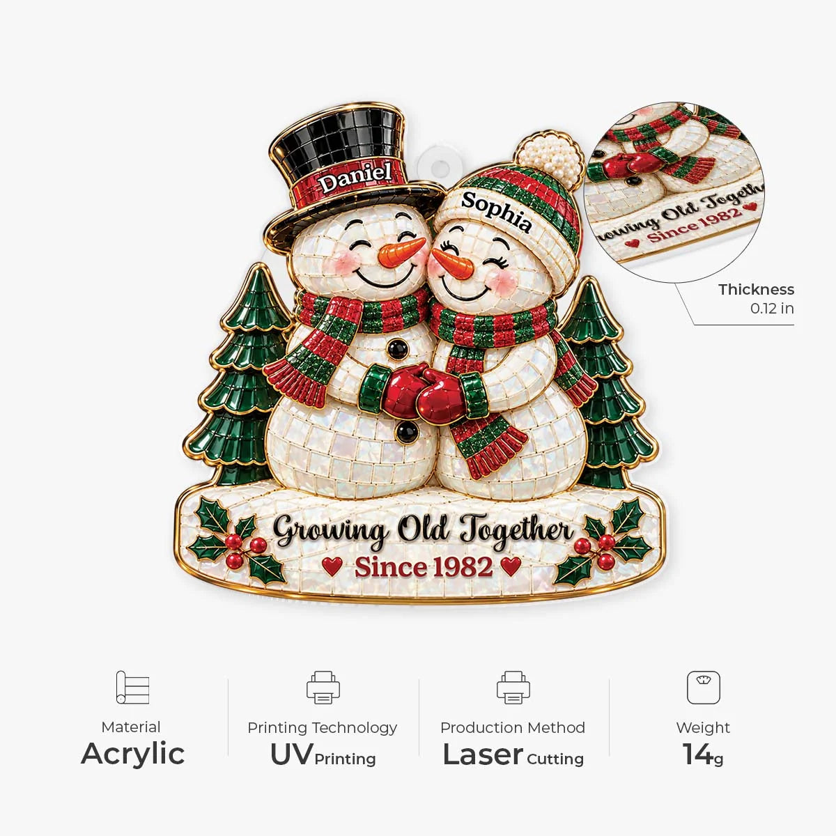 Growing Old Together Personalized Acrylic Ornament - Custom Christmas Keepsake Gift for Couples