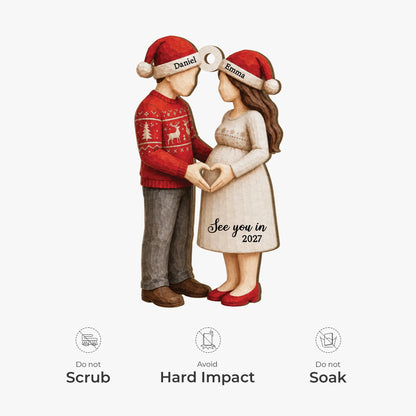See You In 2027 Personalized Wooden Ornament - Custom Christmas Pregnancy Gift for Expecting Parents