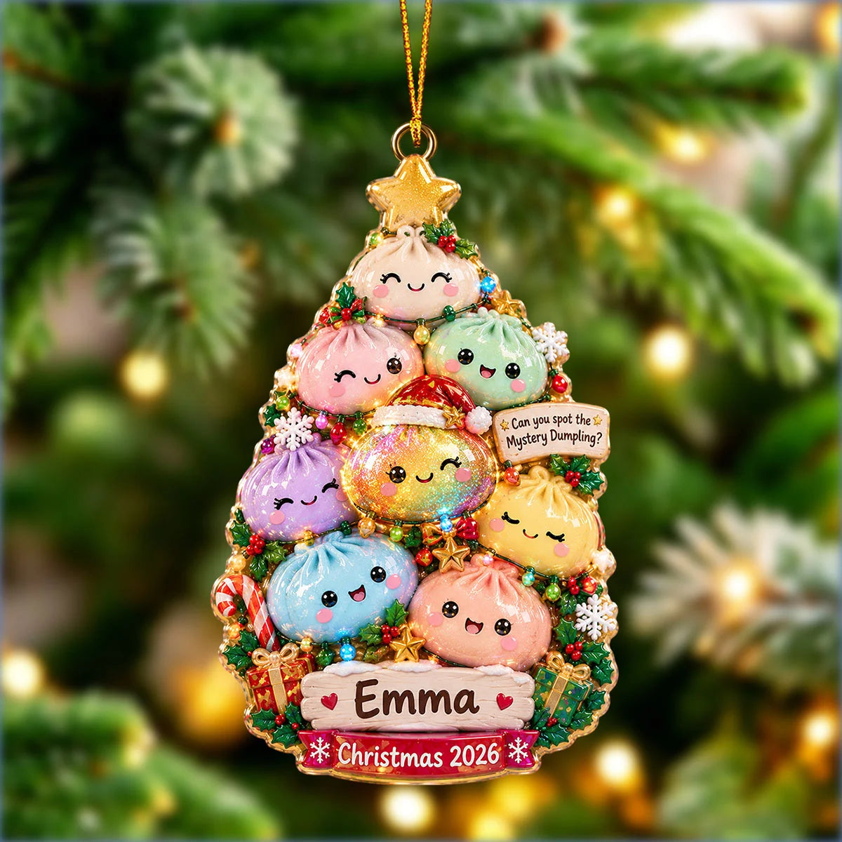 Can You Spot The Mystery Dumpling? Personalized Dumpling Christmas Ornament - Custom Name Keepsake for Dumpling Lovers