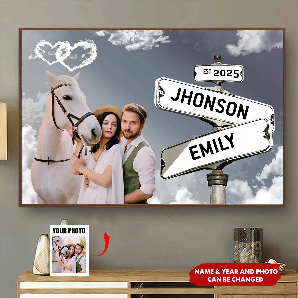 Custom Couple Street Sign Canvas for Couples with personalized design details for meaningful gifting