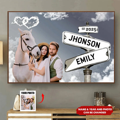 Custom Couple Street Sign Canvas for Couples with personalized design details for meaningful gifting