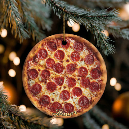 Personalized Pizza Christmas Acrylic Ornament - Custom Name Holiday Keepsake Gift for Foodies