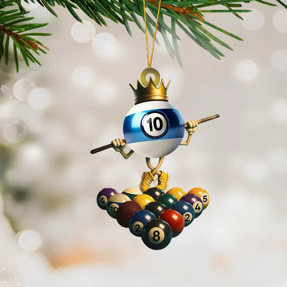 Personalized King of Billiards Acrylic Ornament - Custom Christmas Keepsake Gift for Pool Players