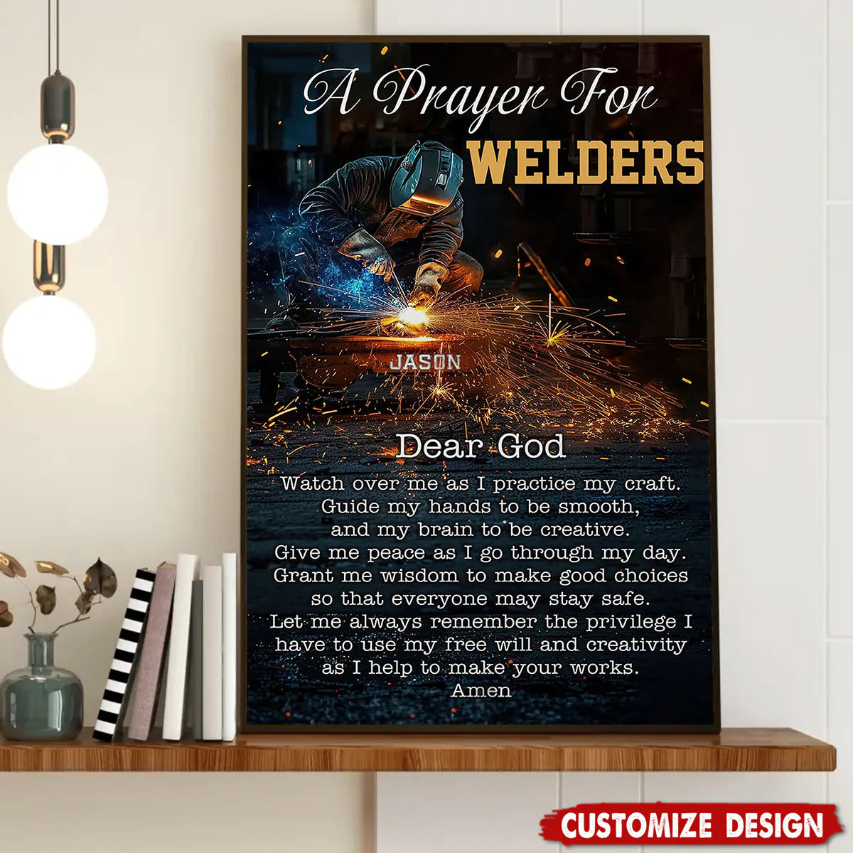 Personalized welding poster with welder prayer and custom name print canvas for welder dad gift image 10