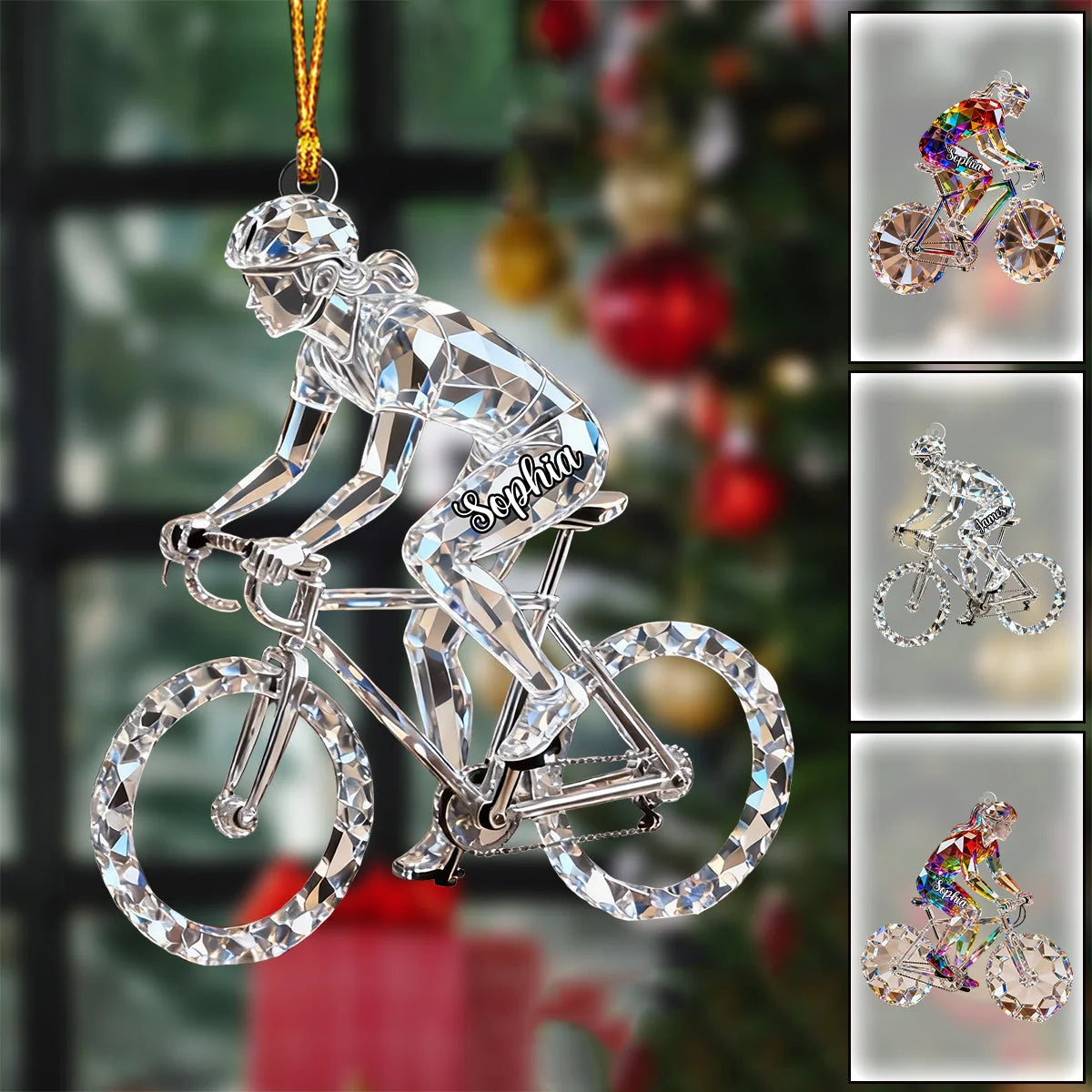 Personalized Bicycle Christmas Ornament - Custom Acrylic Keepsake Gift for Cycling Enthusiasts and Cyclists