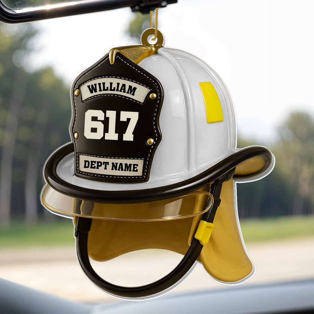 Customized Firefighter Helmet and Badge Ornament