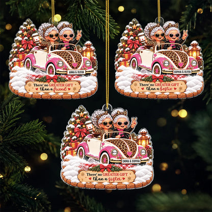 "There's No Greater Gift Than A Sister" Personalized Acrylic Ornament - Custom Christmas Keepsake for Best Friends