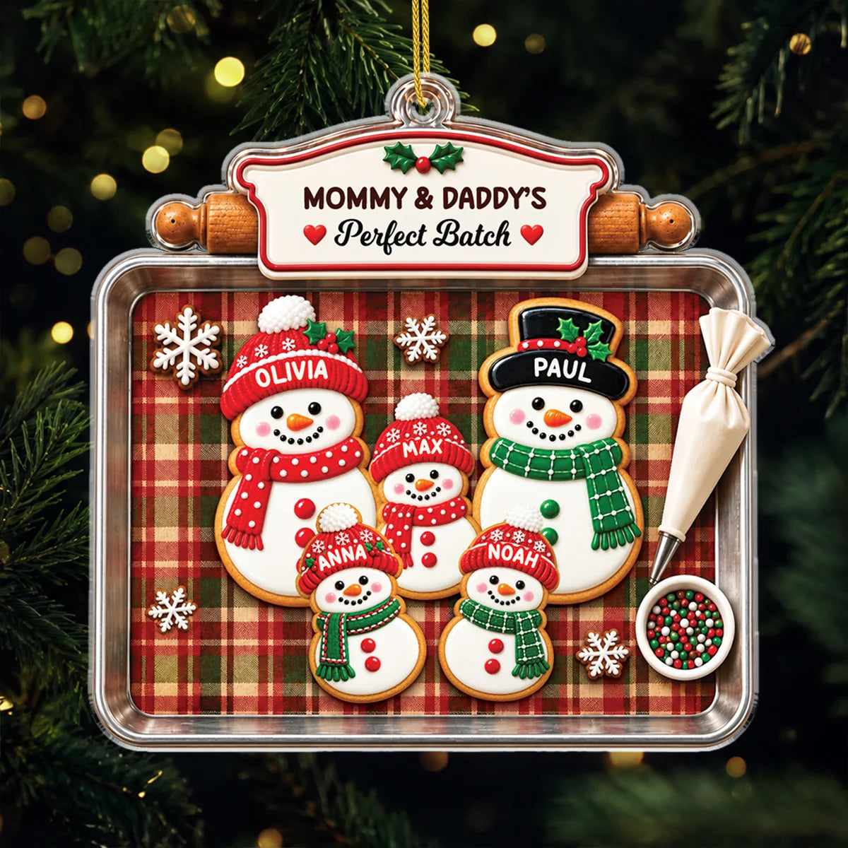 Grandma & Grandpa's Perfect Batch Snowman Acrylic Ornament - Personalized Family Keepsake