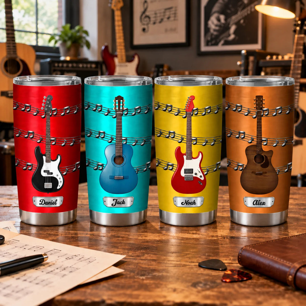 Guitar Music Art Personalized Tumbler - Custom Gift for Music Lovers